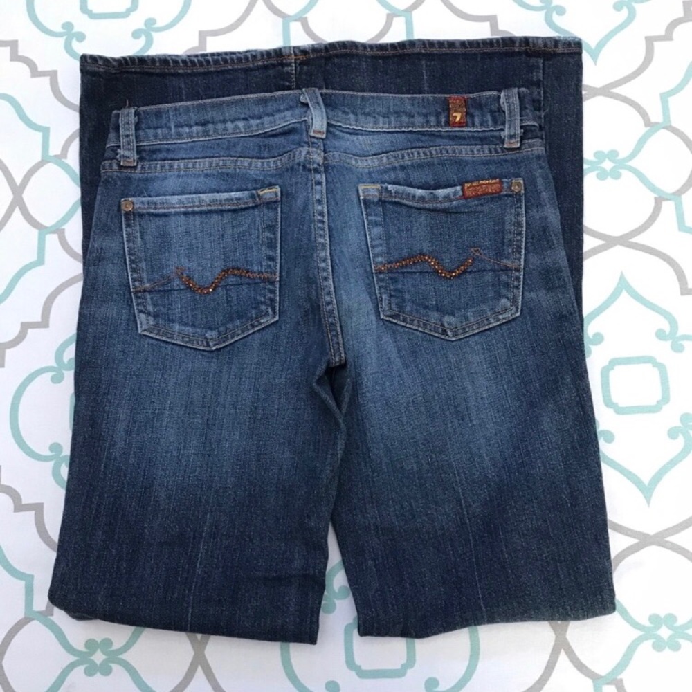 ๐๐CUTE 7FAM Bootcut BLING! 27 3/4 30โ BROKEN ZIP - Picture 2 of 8